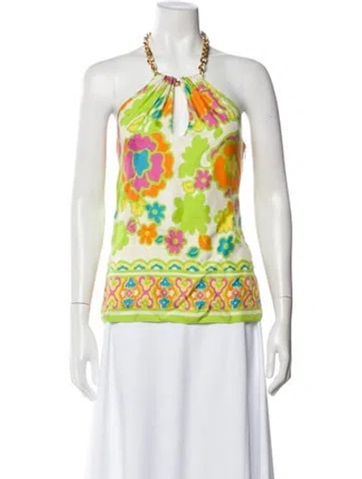 Pre-owned Milly Silk Floral Print Top W/ Tags In Multi