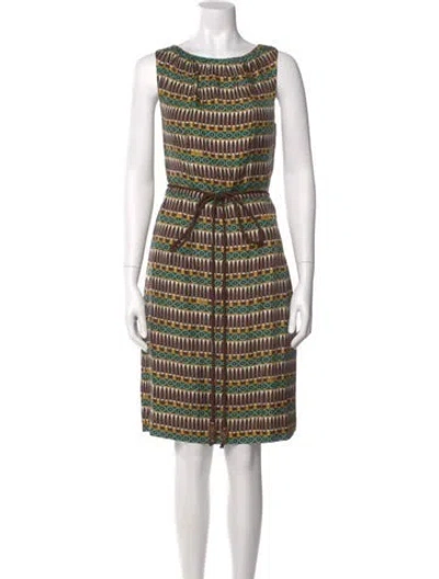 Pre-owned Milly Silk Knee-length Dress In Brown