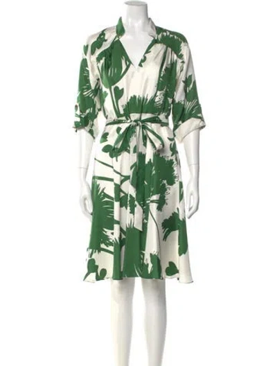 Pre-owned Milly Silk Knee-length Dress In Green