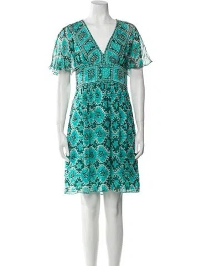 Pre-owned Milly Silk Knee-length Dress In Green