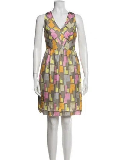 Pre-owned Milly Silk Knee-length Dress In Multi