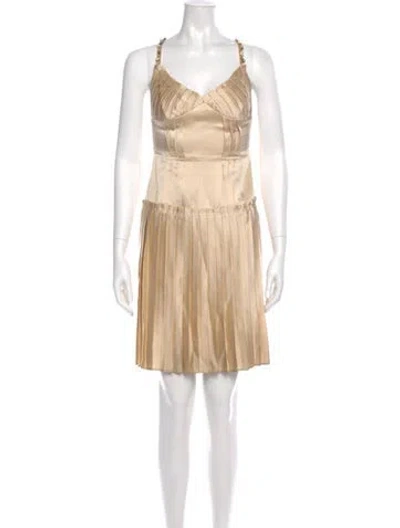 Pre-owned Milly Silk Knee-length Dress In Neutral