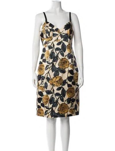Pre-owned Milly Silk Knee-length Dress In Neutrals