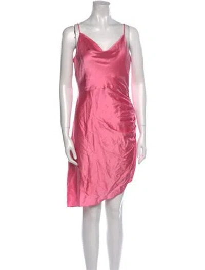 Pre-owned Milly Silk Knee-length Dress In Pink