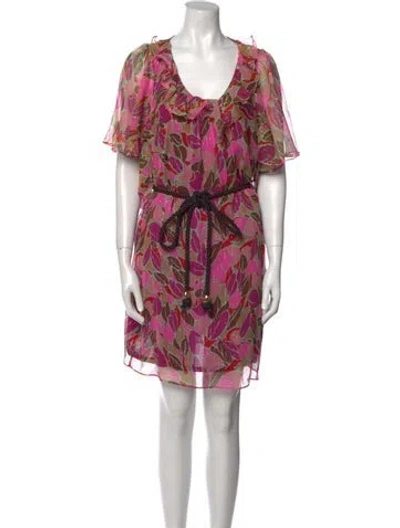 Pre-owned Milly Silk Knee-length Dress In Purple