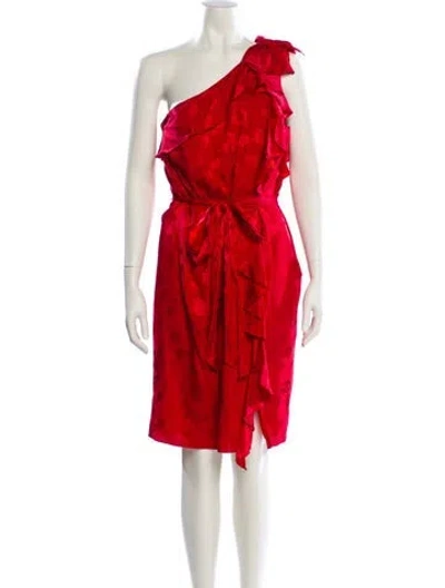 Pre-owned Milly Silk Knee-length Dress In Red