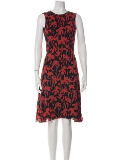 Pre-owned Milly Silk Knee-length Dress In Red