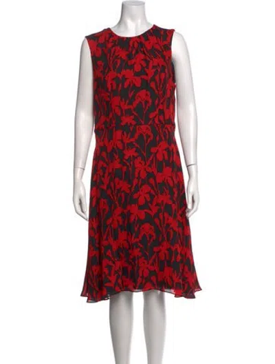 Pre-owned Milly Silk Knee-length Dress In Red