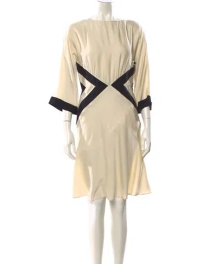 Pre-owned Milly Silk Knee-length Dress W/ Tags In Neutral