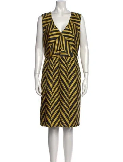 Pre-owned Milly Silk Knee-length Dress In Yellow