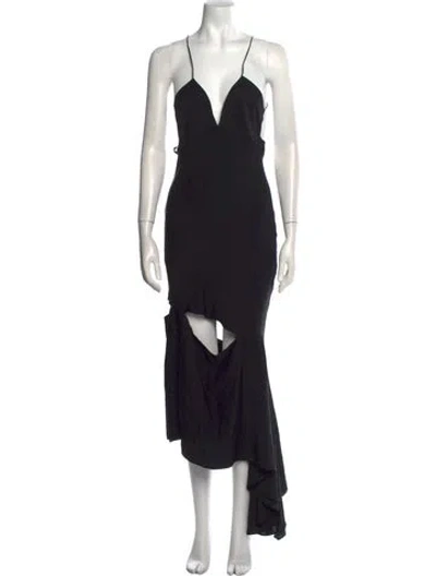 Pre-owned Milly Silk Long Dress In Black