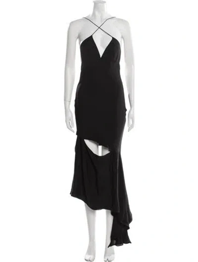 Pre-owned Milly Silk Long Dress In Black
