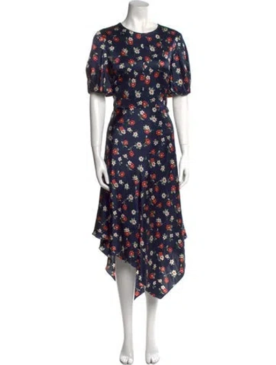 Pre-owned Milly Silk Long Dress In Blue