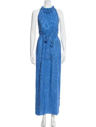 Pre-owned Milly Silk Long Dress In Blue