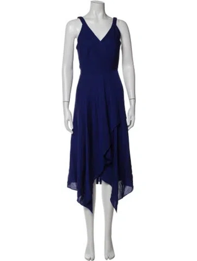 Pre-owned Milly Silk Long Dress In Blue
