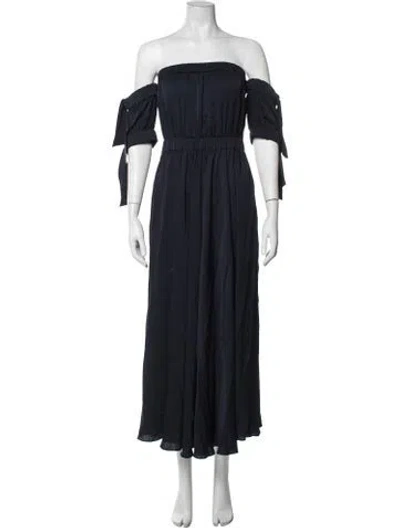 Pre-owned Milly Silk Long Dress In Blue