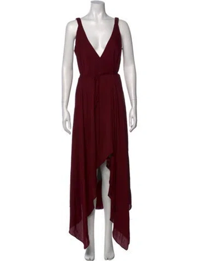 Pre-owned Milly Silk Long Dress In Burgundy