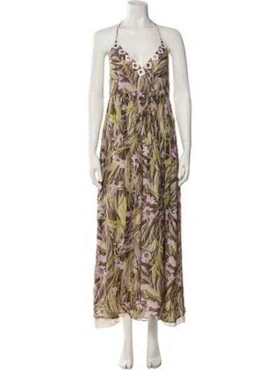 Pre-owned Milly Silk Long Dress In Multi