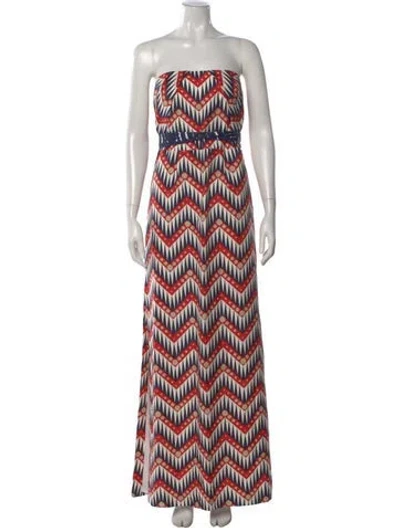 Pre-owned Milly Silk Long Dress In Multi