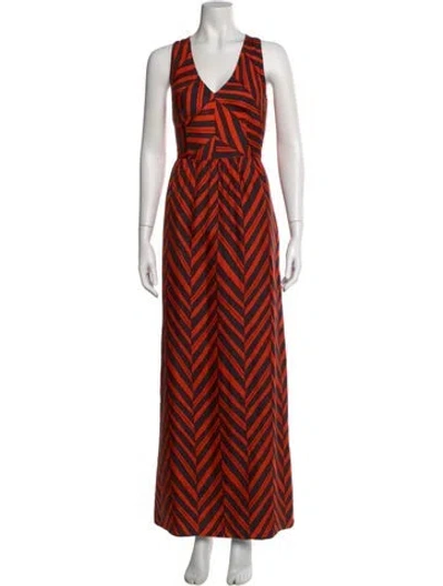 Pre-owned Milly Silk Long Dress In Orange