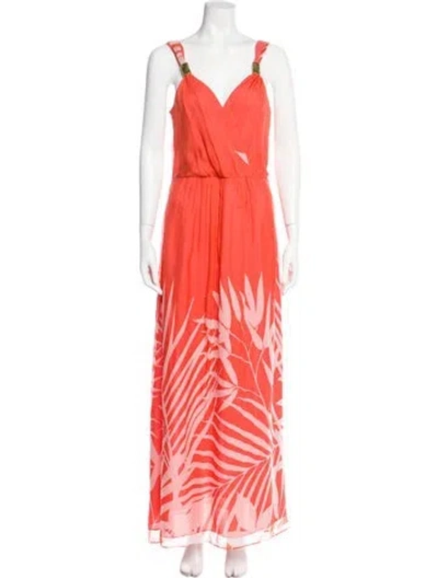 Pre-owned Milly Silk Long Dress In Orange