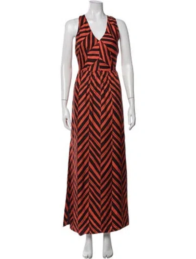 Pre-owned Milly Silk Long Dress In Orange
