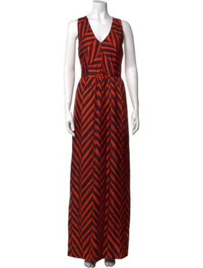 Pre-owned Milly Silk Long Dress In Orange