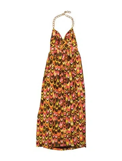 Pre-owned Milly Silk Long Dress In Orange