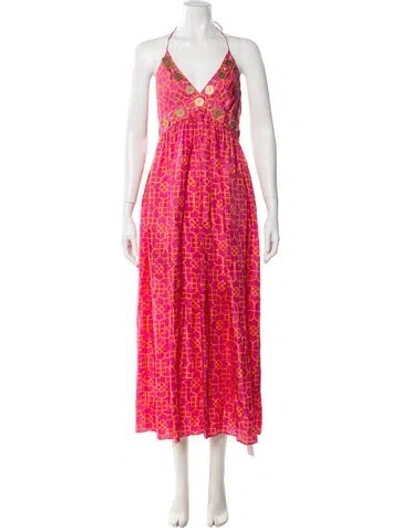 Pre-owned Milly Silk Long Dress In Pink