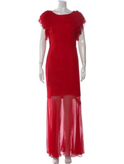 Pre-owned Milly Silk Long Dress In Red