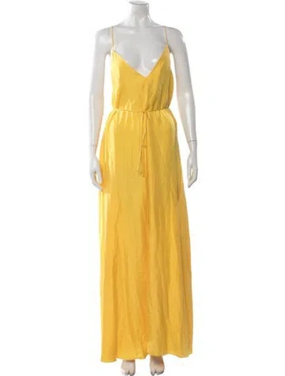 Pre-owned Milly Silk Long Dress In Yellow