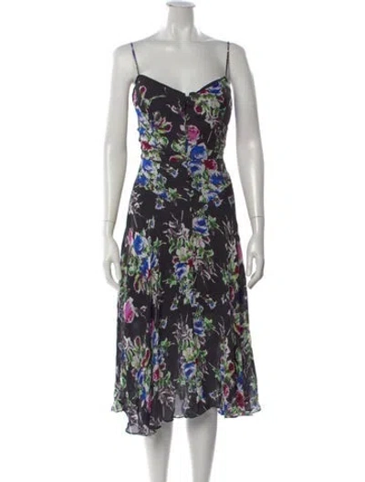 Pre-owned Milly Silk Midi Length Dress In Black
