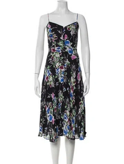 Pre-owned Milly Silk Midi Length Dress In Black