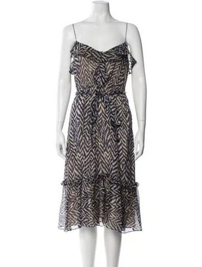 Pre-owned Milly Silk Midi Length Dress In Blue