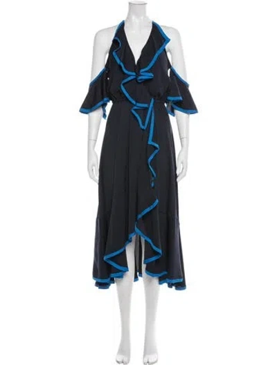 Pre-owned Milly Silk Midi Length Dress In Blue