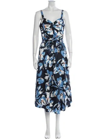 Pre-owned Milly Silk Midi Length Dress In Blue