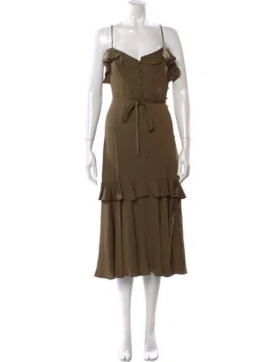 Pre-owned Milly Silk Midi Length Dress In Brown