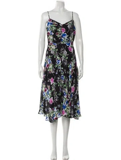 Pre-owned Milly Silk Midi Length Dress In Multi