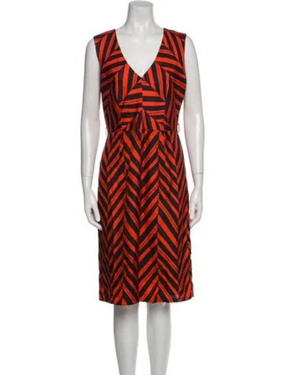 Pre-owned Milly Silk Midi Length Dress In Multi