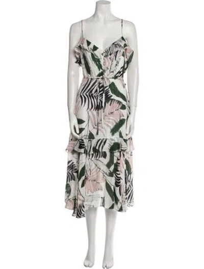 Pre-owned Milly Silk Midi Length Dress In Multi