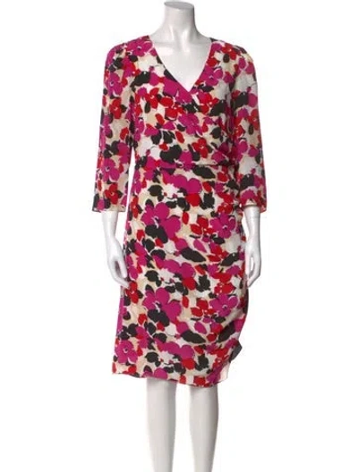 Pre-owned Milly Silk Midi Length Dress In Pink