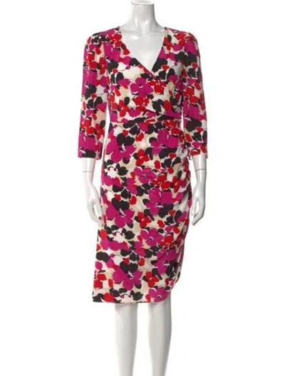 Pre-owned Milly Silk Midi Length Dress In Pink