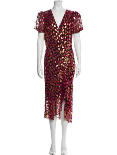 Pre-owned Milly Silk Midi Length Dress In Pink