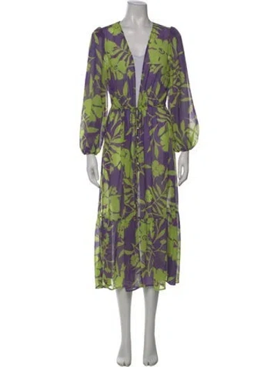 Pre-owned Milly Silk Midi Length Dress In Purple