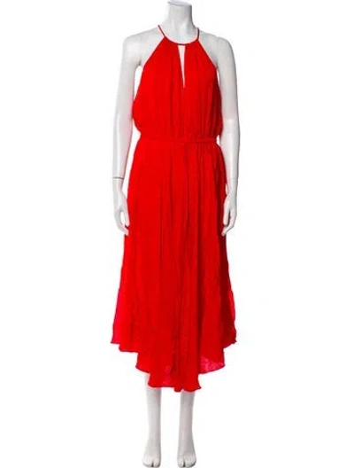 Pre-owned Milly Silk Midi Length Dress In Red