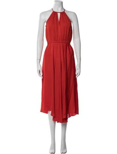 Pre-owned Milly Silk Midi Length Dress In Red