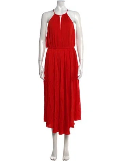 Pre-owned Milly Silk Midi Length Dress In Red