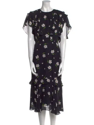 Pre-owned Milly Silk Midi Length Dress W/ Tags In Black