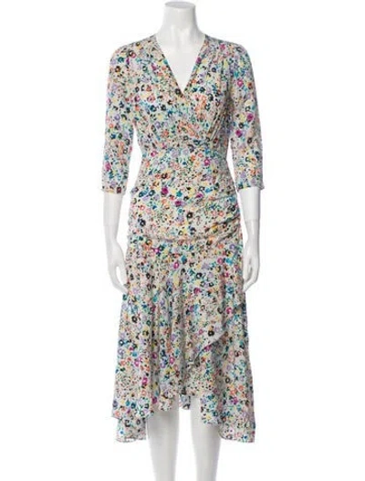 Pre-owned Milly Silk Midi Length Dress In White