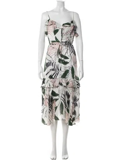 Pre-owned Milly Silk Midi Length Dress In White